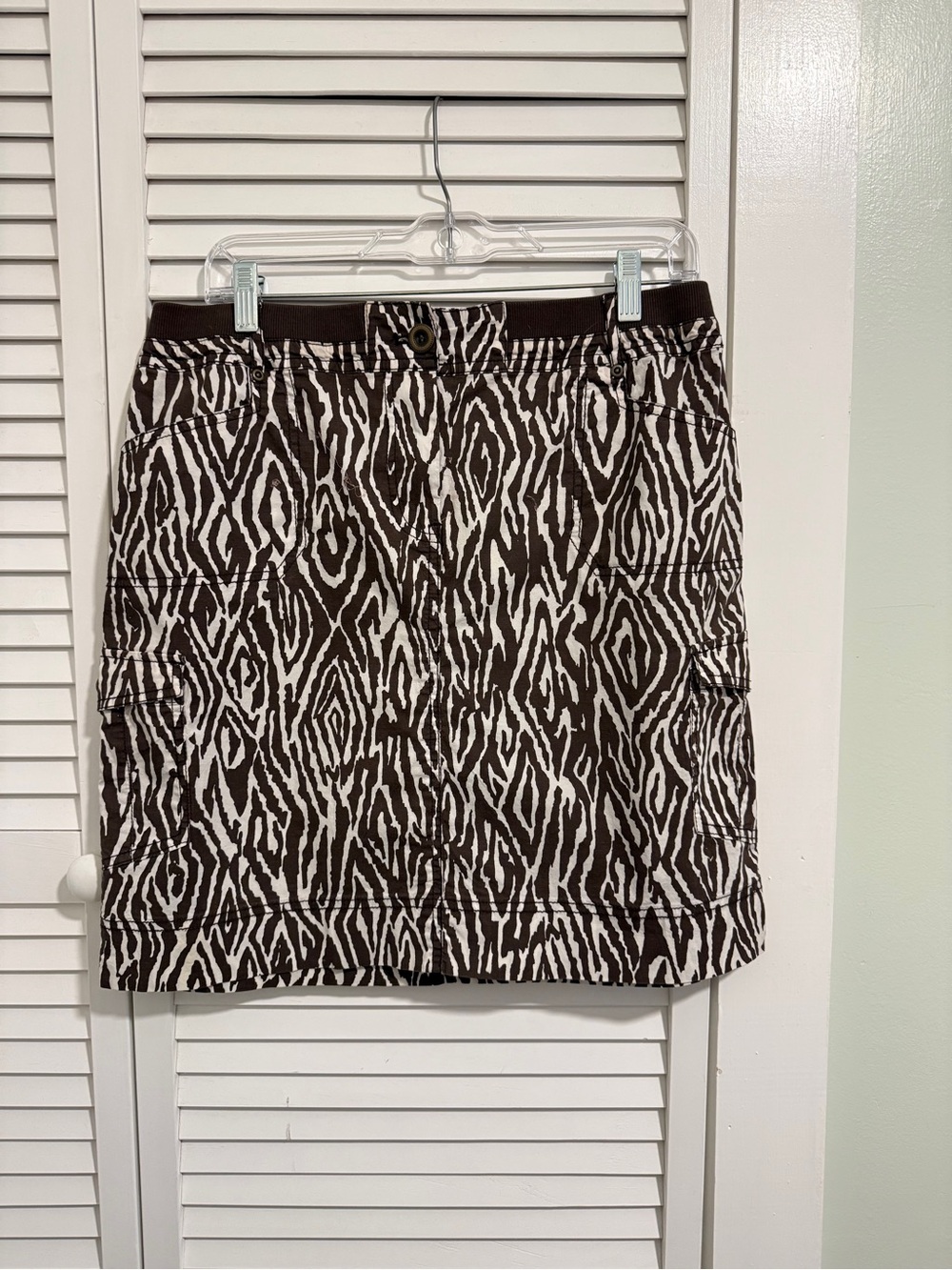 Chico's Brown and White Tribal Print Mini Skirt